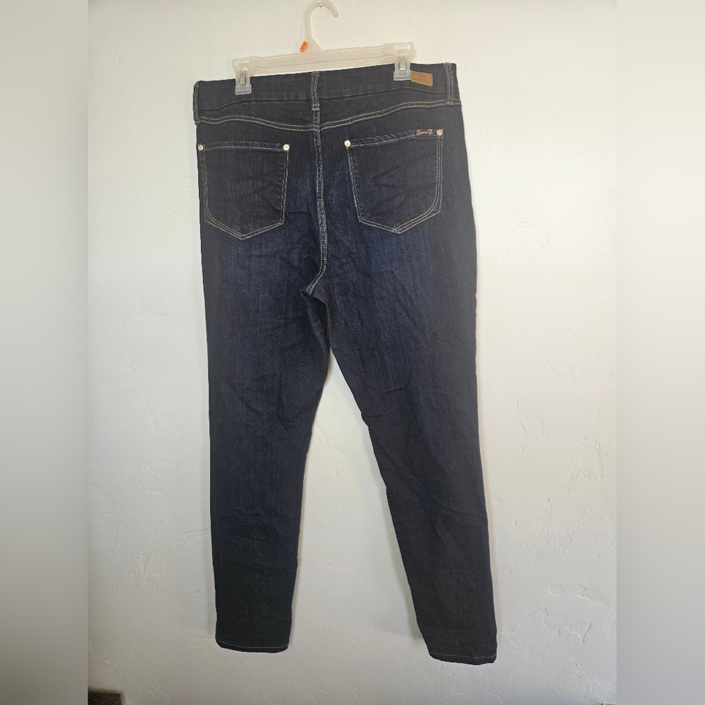 Seven7 Women's Dark Indigo Tummyless High Rise Skinny Jeans - Picture 3 of 4